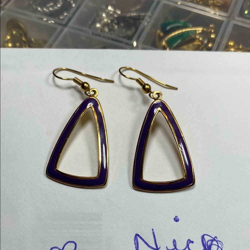 Elegant Purple and Gold Earrings